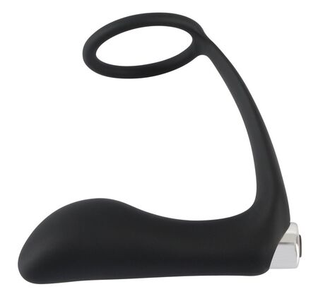 Черное эрекционное кольцо с анальной вибропробкой Vibrating Ring & Plug